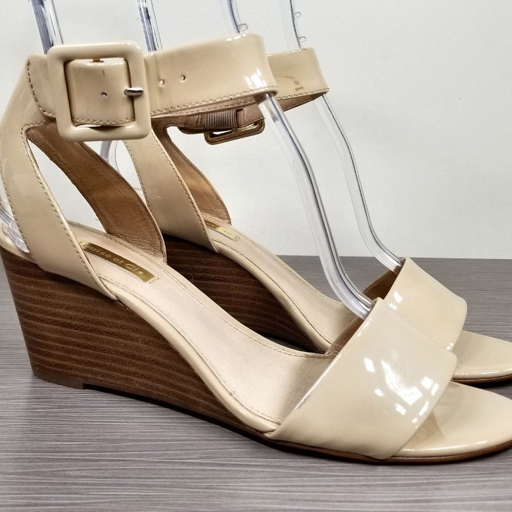 Louise et Cie Punya Wedge Sandal, Vanilla Patent Leather, Womens Size 7.5